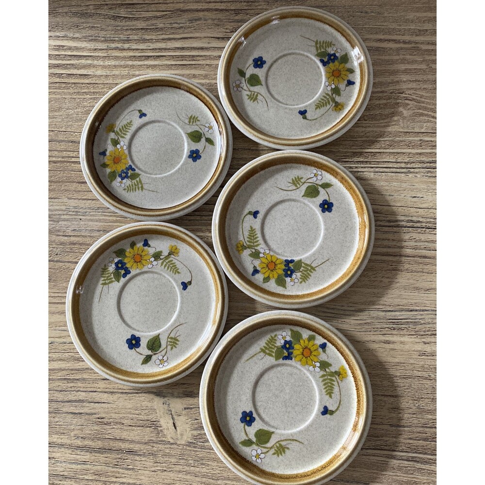Vintage Mikasa Stone Manor Garden Bouquet Saucer Replacements Set 5 Japan Floral